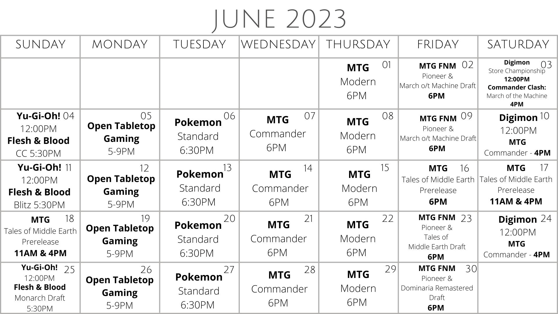 June 2023 Calendar Quantum Games